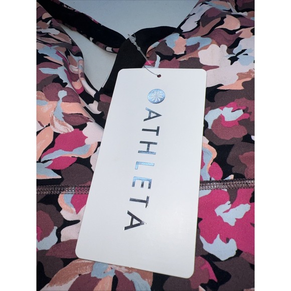 Athleta Plunge Sports Bra Women's Large Flowers Padded Cup Pullover - Picture 4 of 5